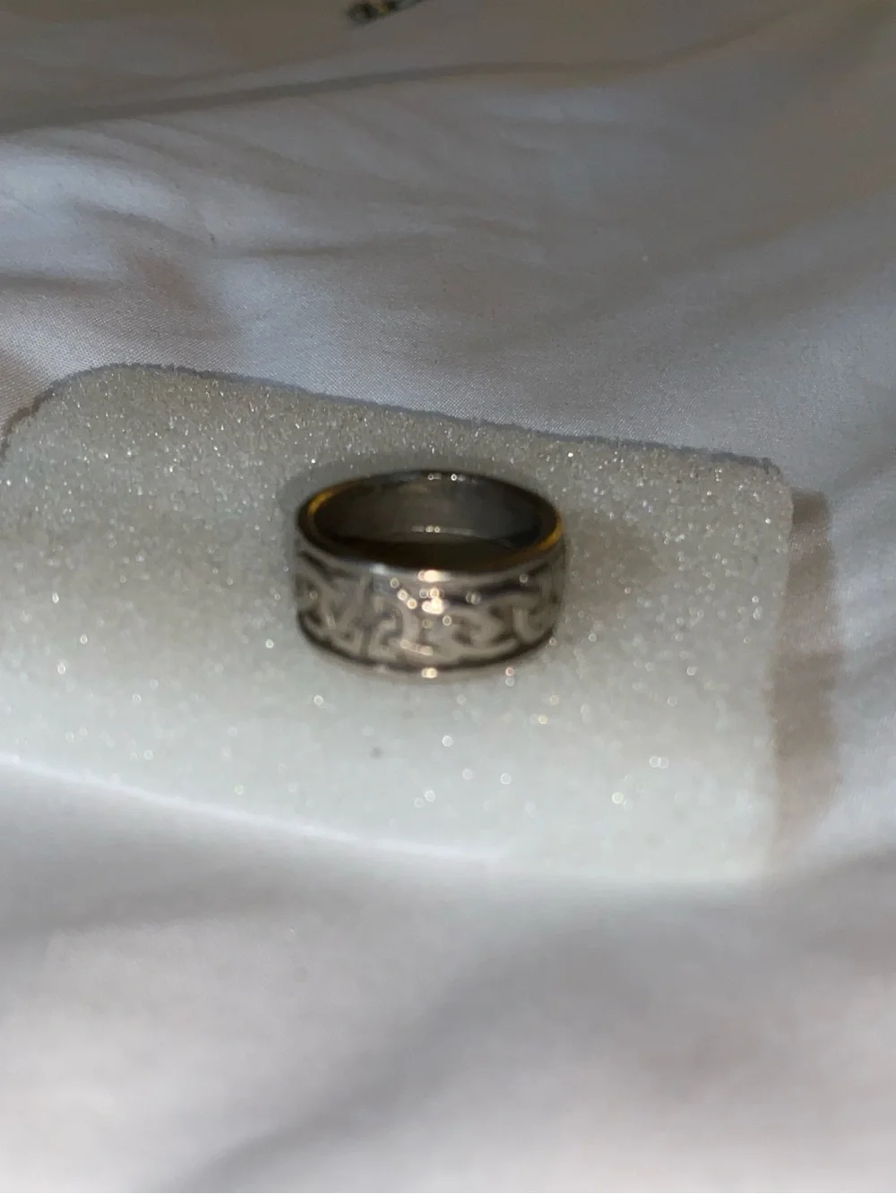 Men's Silver Celtic Pattern Stainless Steel Ring - size 10